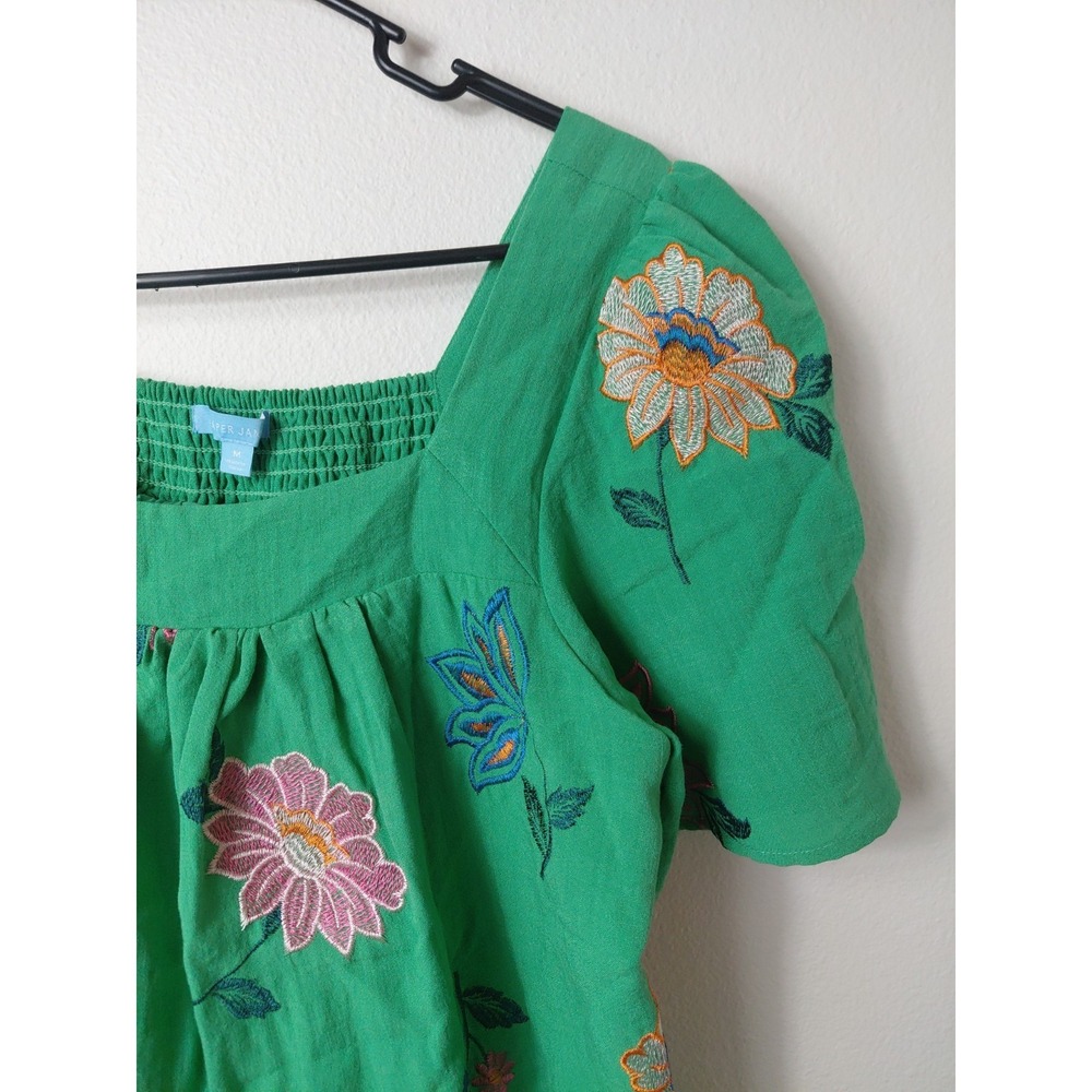 Draper James Embroidered Square Neck Floral Top Medium Lined Baby Doll Boho - Picture 2 of 7